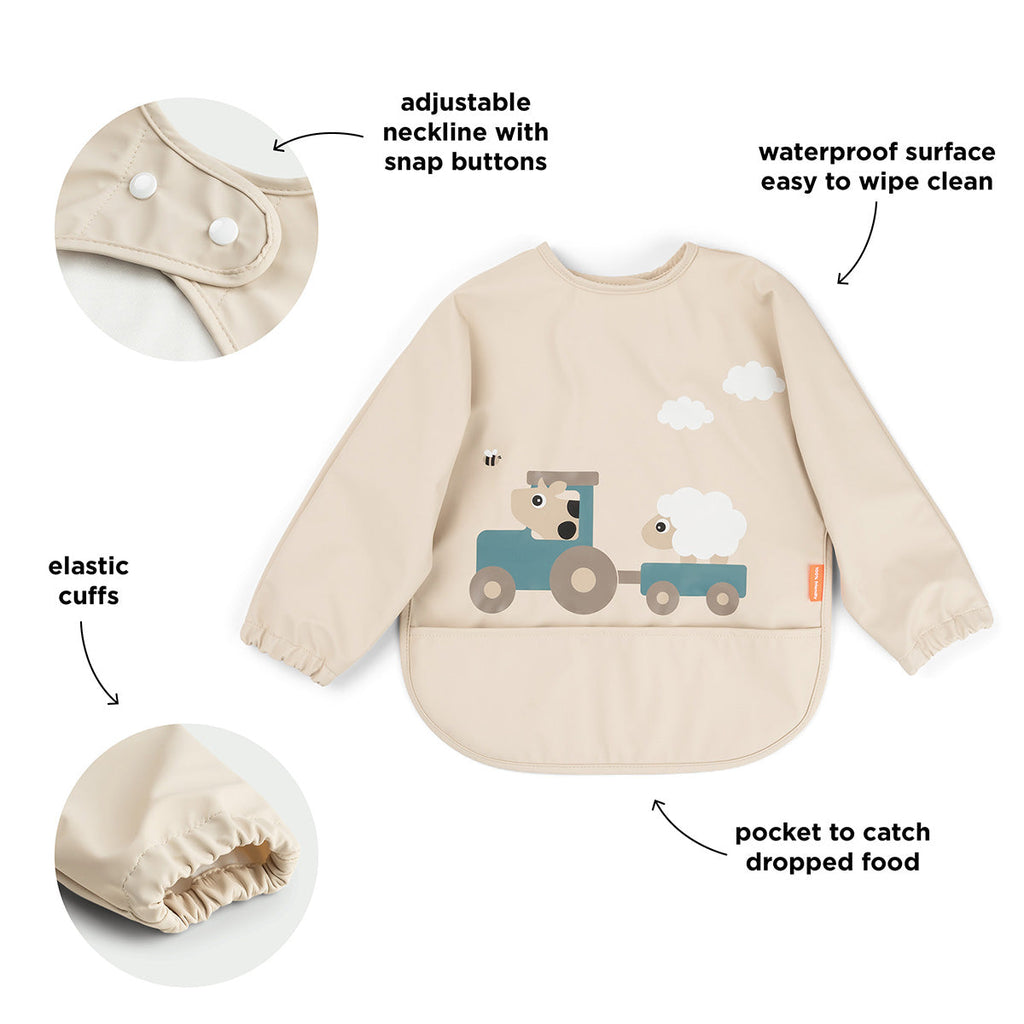 Bavoirs à manches avec poche - Tiny Farm P'tits Loups Shop