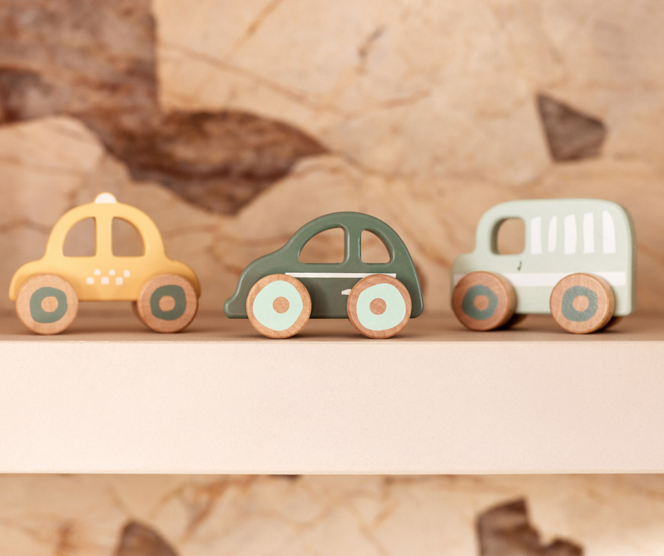 Lot de 3 voitures en bois - One The Go P'tits Loups Shop
