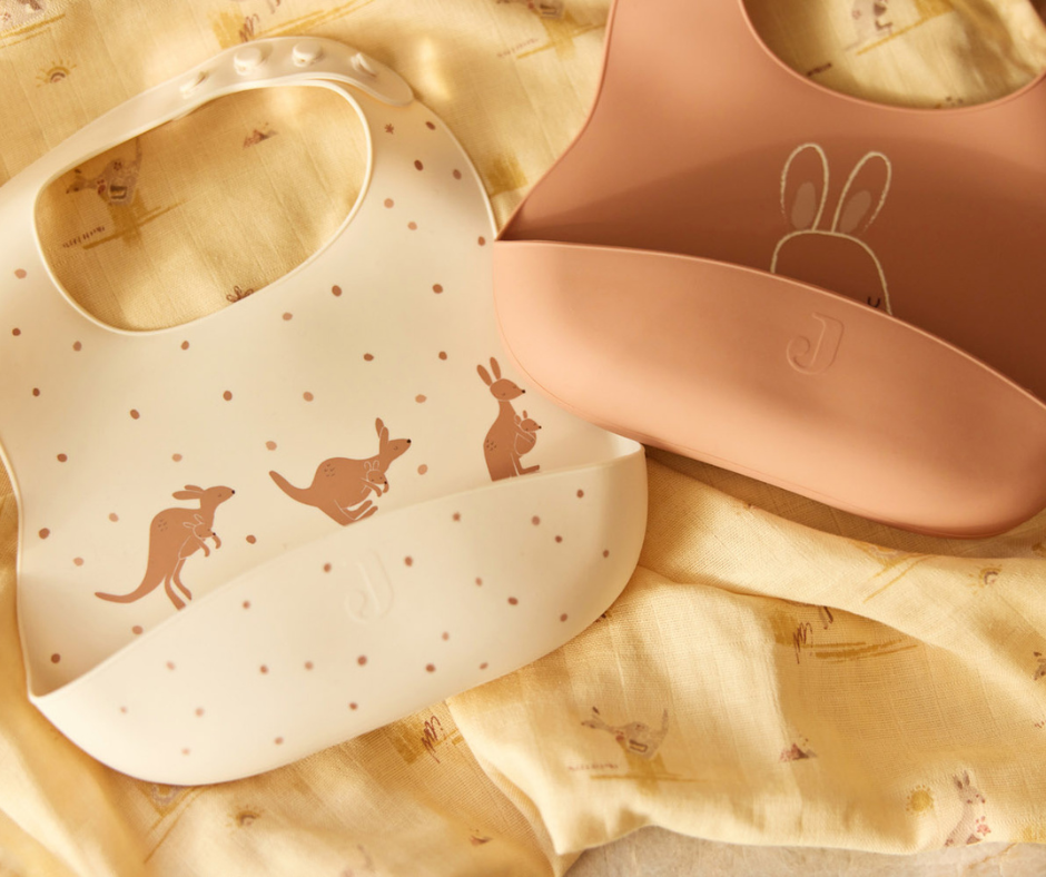 Lot de 2 bavoirs en silicone - kangourou P'tits Loups Shop