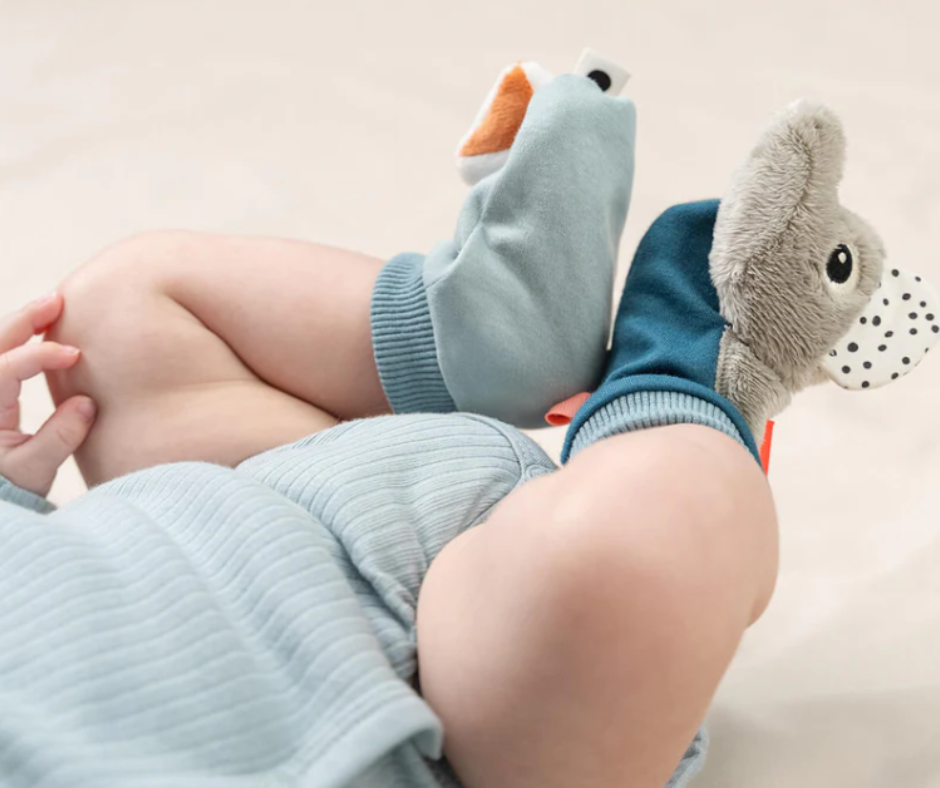 Chaussettes à hochet - bleu P'tits Loups Shop