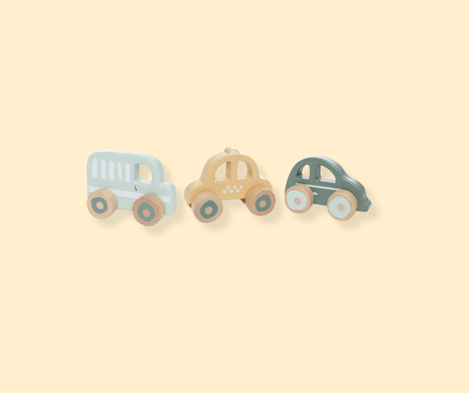 Lot de 3 voitures en bois - One The Go P'tits Loups Shop