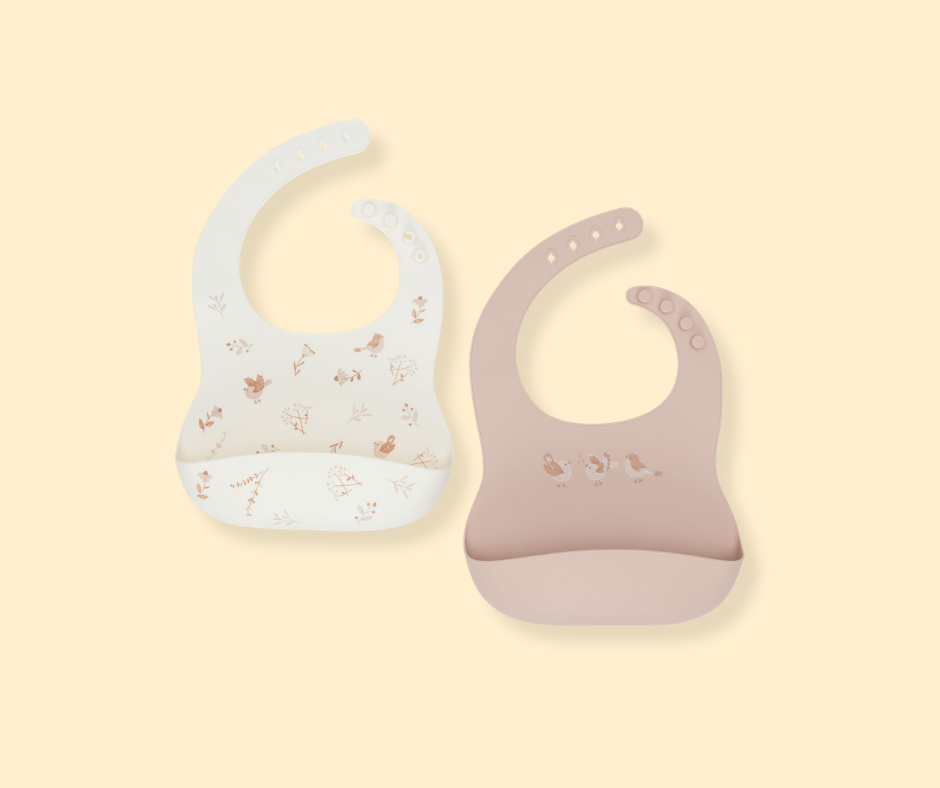 Lot de 2 bavoir en silicone - Lovely Birds P'tits Loups Shop